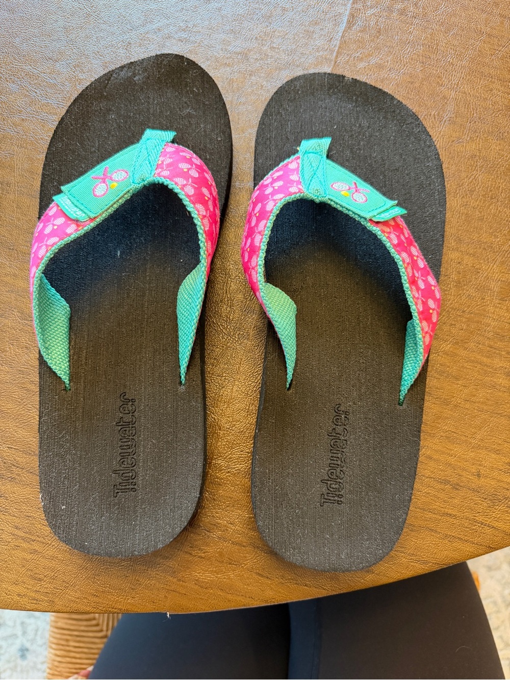 Pink and Teal Tennis Flip Flop Sandals